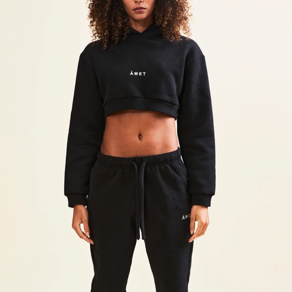 Women's Black Cropped Hoodie